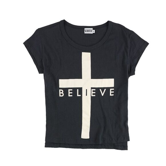 Scratch Womens Believe Graphic T-Shirt, Black, NWT - Picture 1 of 2